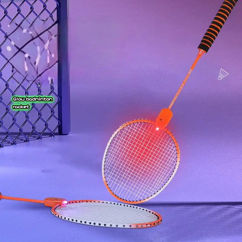 Glow-in-the-dark badminton racket windproof resistant playing with lights LED  lights bright indoor outdoor luminous green balls