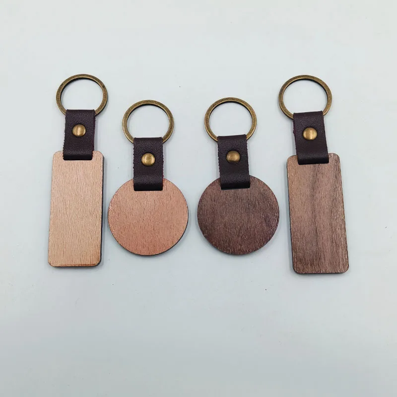 New product ecofriendly Custom Logo wood nfl keychains Wooden motel key chains blank Wood gift DIY keychain for crafts