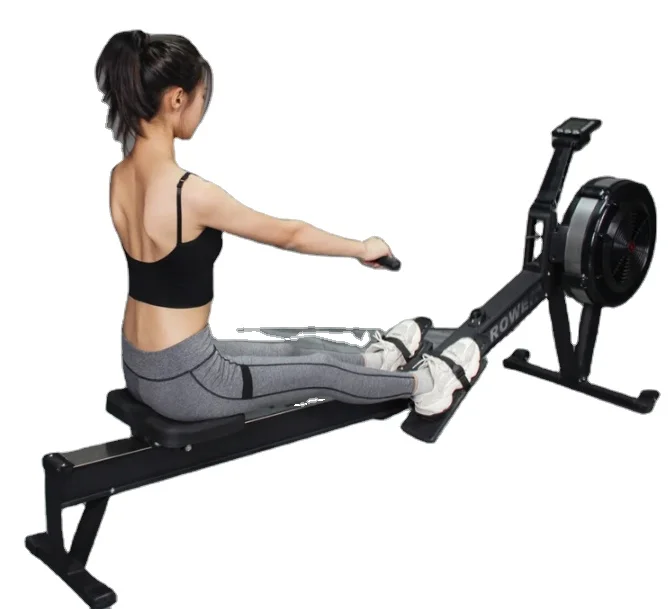 Gym Fitness Equipment Air Rower Machine With LCD Monitor Foldable Machine Exercise Air Rowing Machine