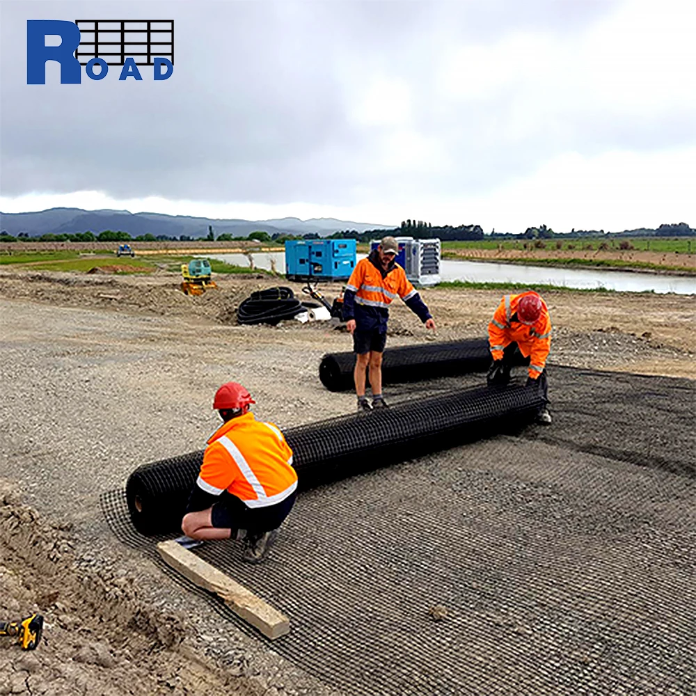 Fiberglass Geogrid Composite Nonwoven Bitumen Coated for Asphalt Overlayer Reinforcement Gravel Geogrid