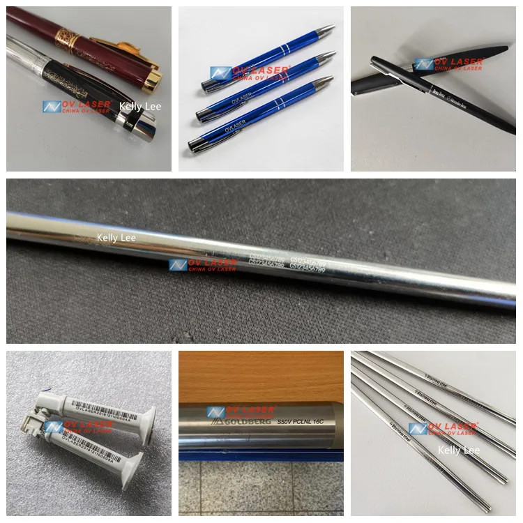 metal ballpen engraving laser machine conveyor table 30w fiber laser marking machine for pen keychain opener dog tag nameplate