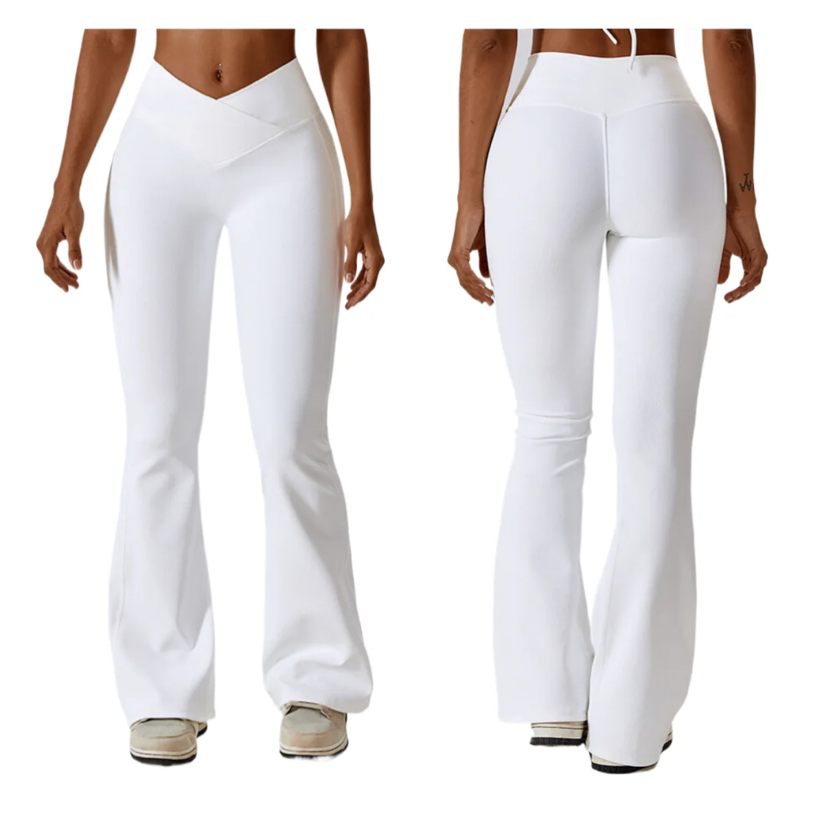 Bootcut Yoga Pants Crossover Yoga Pants with Tummy Control High-Waisted Wide Leg Flare Leggings
