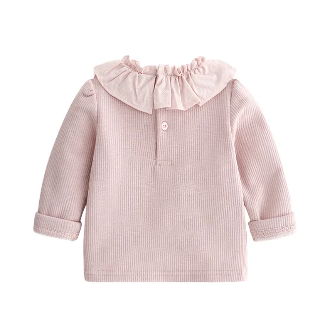 PHB 30247 ruffle collar plain design baby kids girl long sleeve shirt