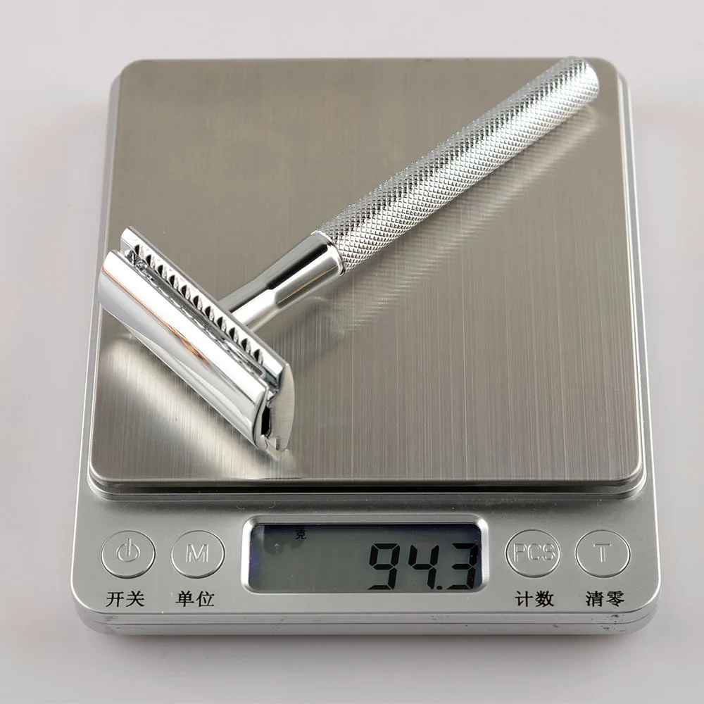 
Classic Doule Razor Blade Silver Shine Safety Shaving Razor 