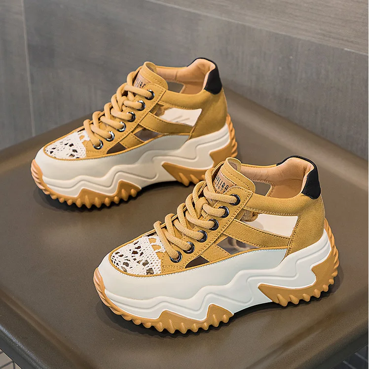 Fast shipping women platform sandals height increasing hollow out sandals shoes