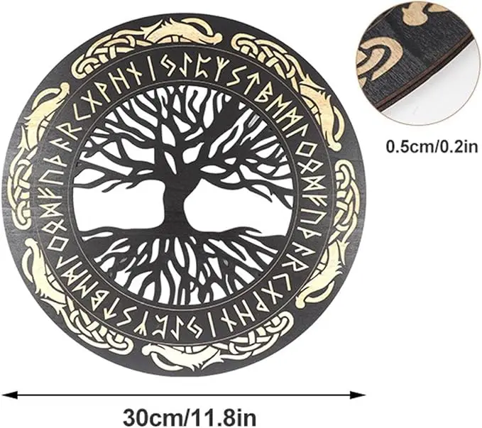 Vietnam Rune Symbols Wall Art Large Wooden Pattern Nordic Wall Sculptures Living Room Home Decor Wood Crafts