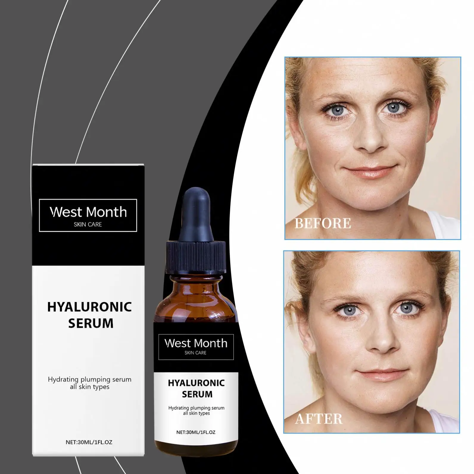 West Month Hyaluronic Acid Wrinkle Essence To Fade Fine Lines Deep Moisturizing Long-Term Moisturizing To Improve Skin Tone