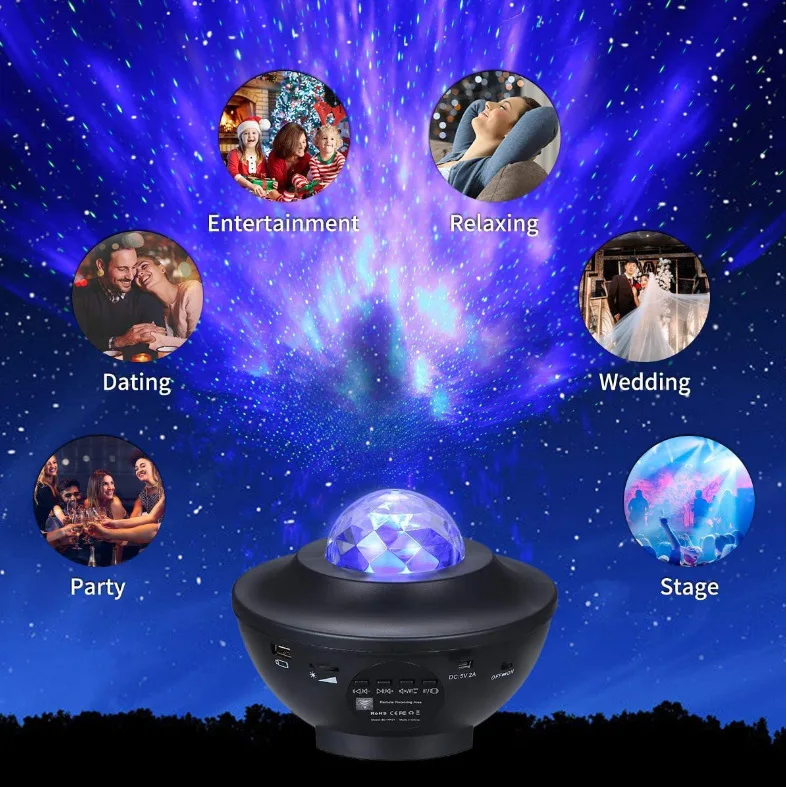 Dropshipping LED Christmas Star Projection Lamp Smart Bedroom Kids Night Light Projector With Remote Control