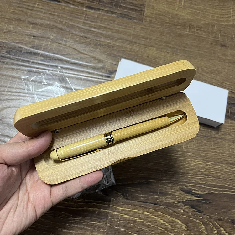 High Quality Luxury Gift Bamboo Pen Box Set Wood Ballpoint Pen With LOGO