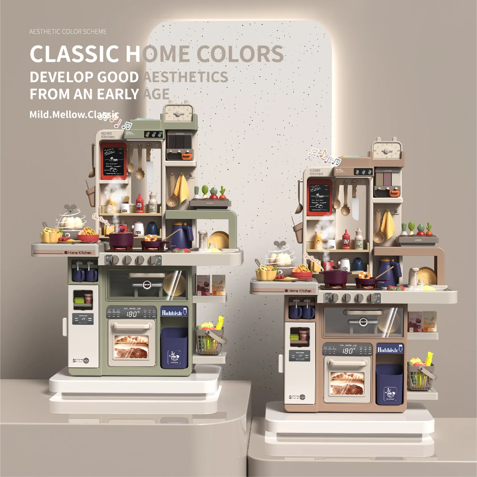 93.5cm 88PCS European Pretend Play Kitchen Toys Cooking with light music water egg steamer Plastic Kids Kitchen Set For Kids Toy