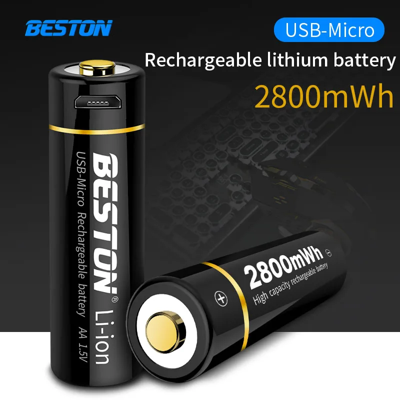 BESTON 1.5V Li-ion Battery Constant Voltage Fast Charge No.5  AA Li-ion Battery 2800mWh for Electric Remote Control