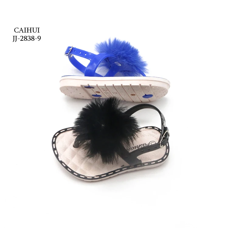 Soft baby shoes children slippers high quality with fur sandals for girls