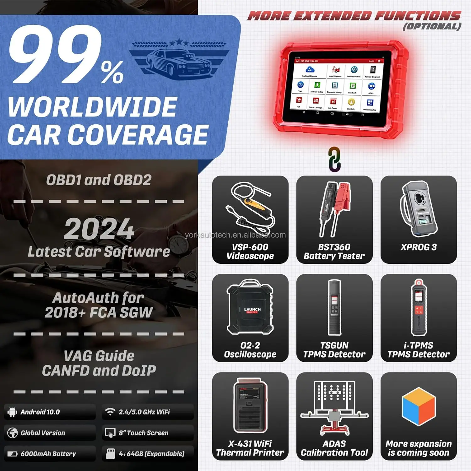 LAUNCH Scan Tool X431 Pro Star ECU Coding All System Diagnostic Scanner All in One OBD2 Scanner with CANFD DOIP 2 Year Update