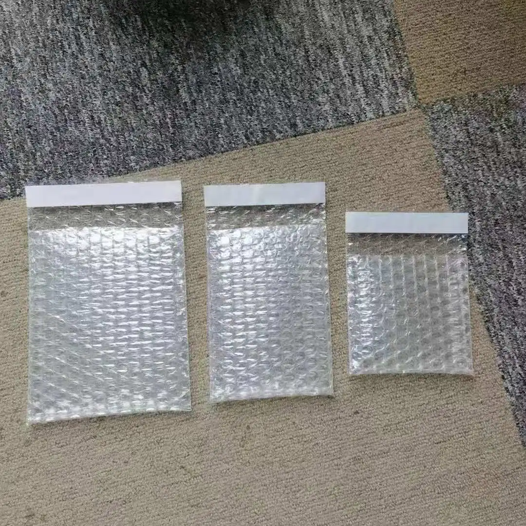 Custom Clear Mail Self-Seal Bubble Cushion Wrap Packaging Bags Transparent Bubble Bag Pouch