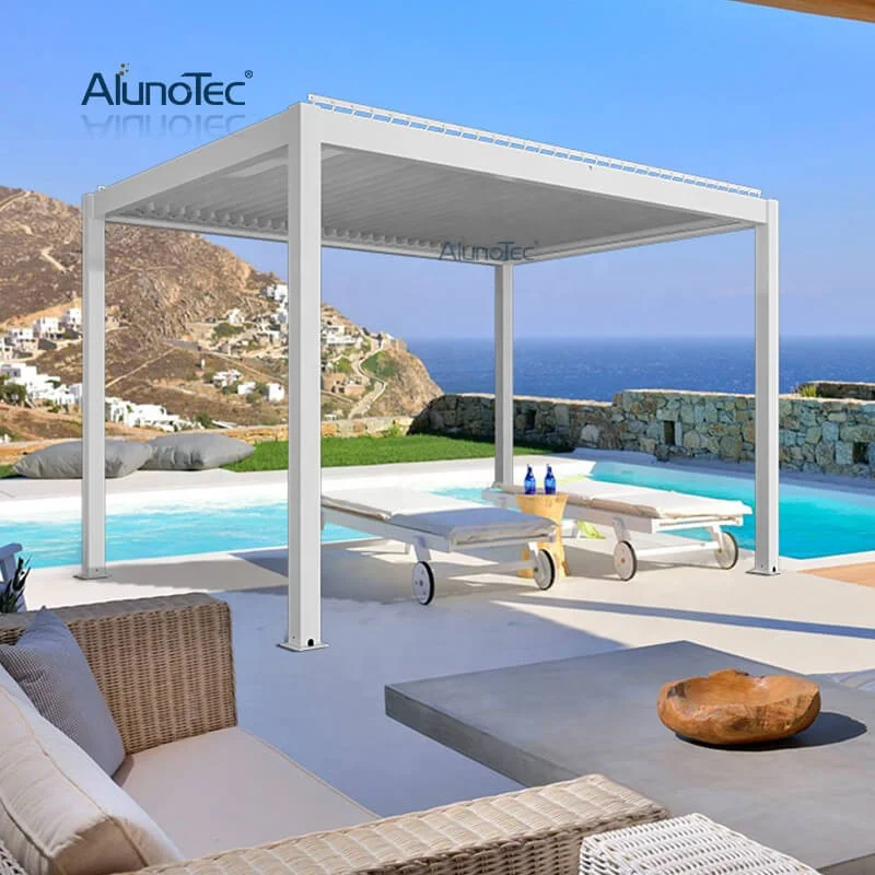 
Electric Bioclimatica Louvre Roof Waterproof Aluminium Bioclimatique Louvered Pergola Aluminum Outdoor Gazebo 