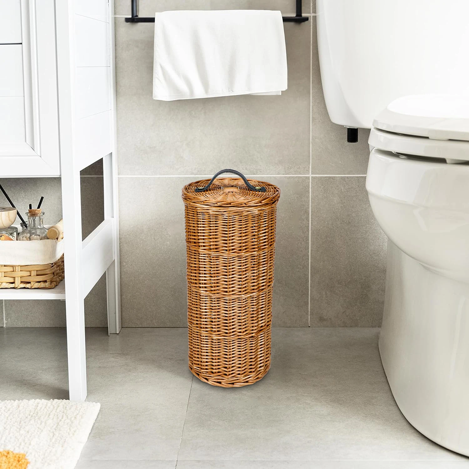 GL Home Decoration Wholesale Natural Wicker Woven Basket Bathroom Storage Laundry Basket