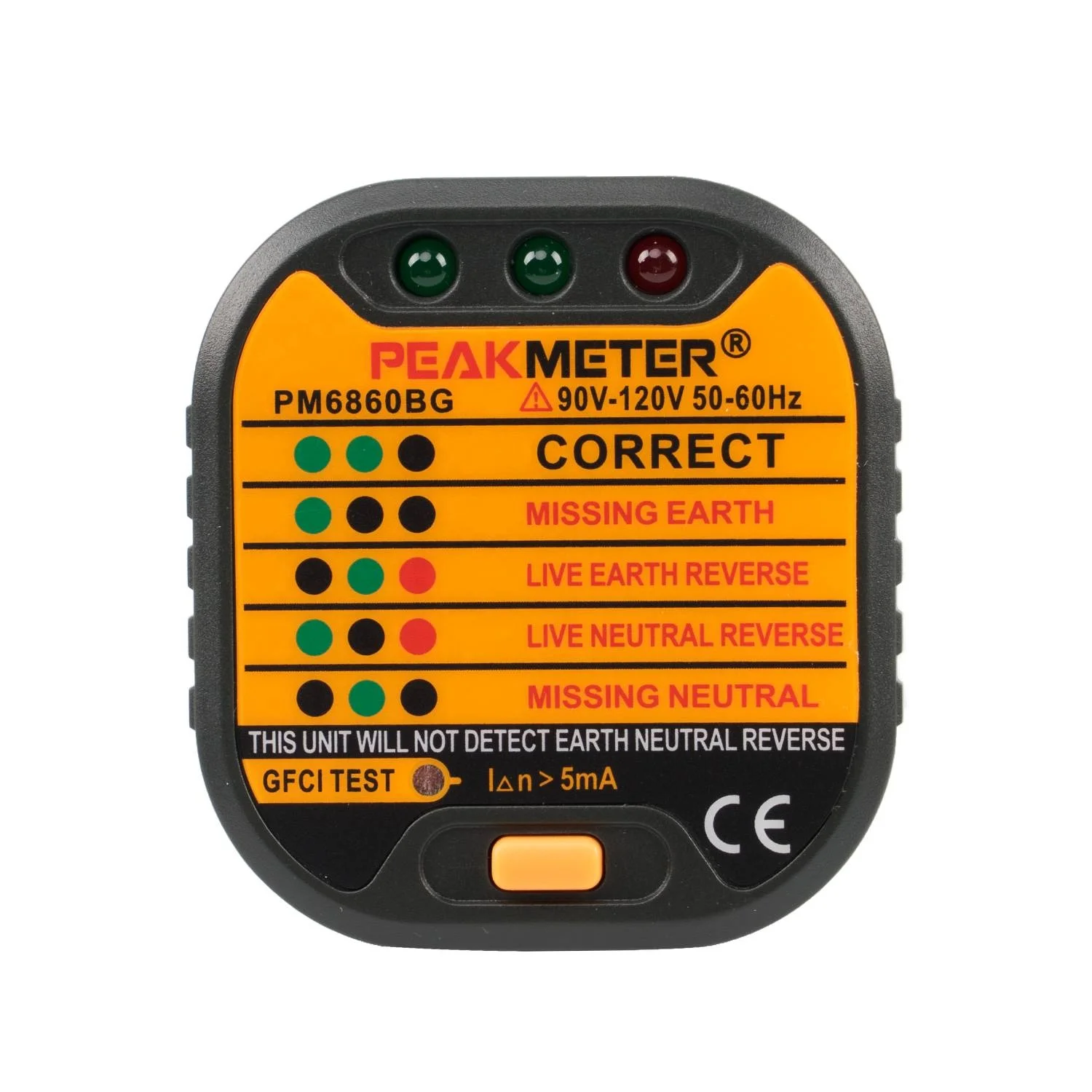 Electrical RCD GFCI Socket Tester PM6860 Socket detector EU/UK/US Plug Ground Zero Line Polarity Phase Check