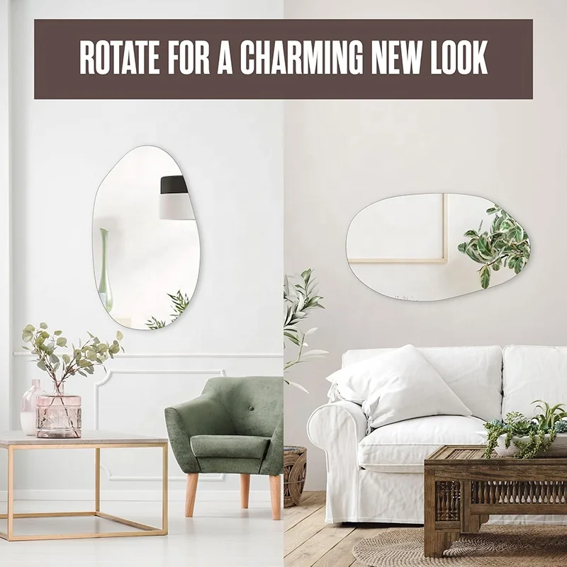 Customized Wholesale Cheap Large Modern Irregular Abstract Cloud Shaped frameless beveled Home Decorative Hanging Wall Mirror