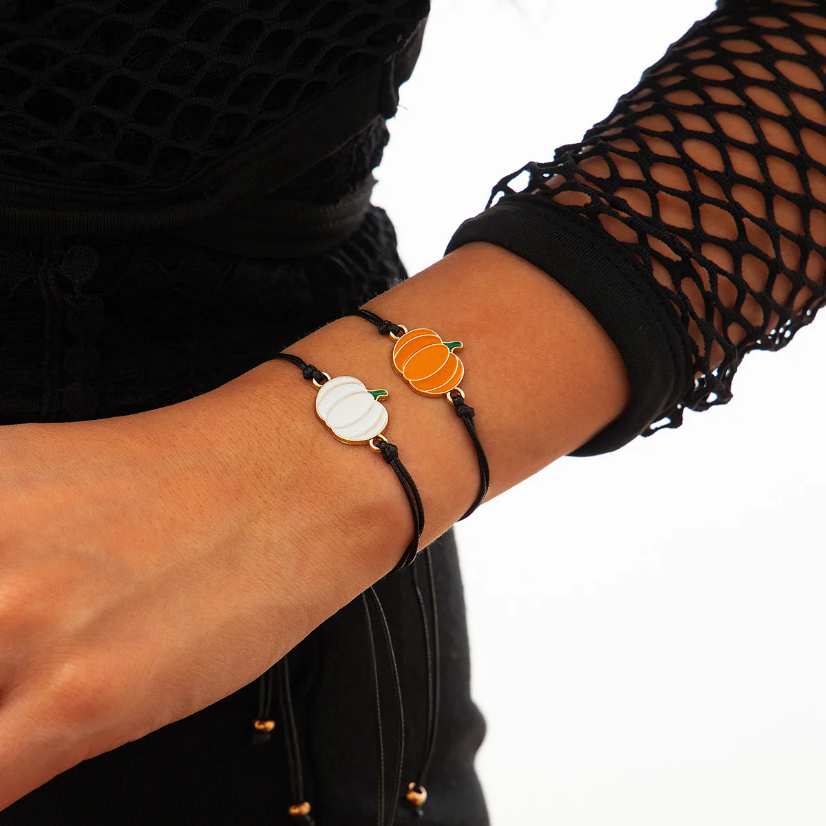 Black White Ghost Bracelet Colorful Pumpkin Wax Rope Bracelet for Women Halloween Party Prom Jewelry Gift