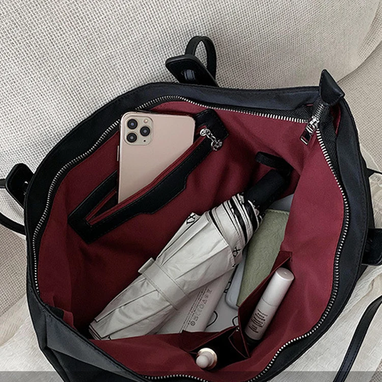 trendy ladies women handbag fashion large capacity hand bag leather handle nylon tote bag wholesale
