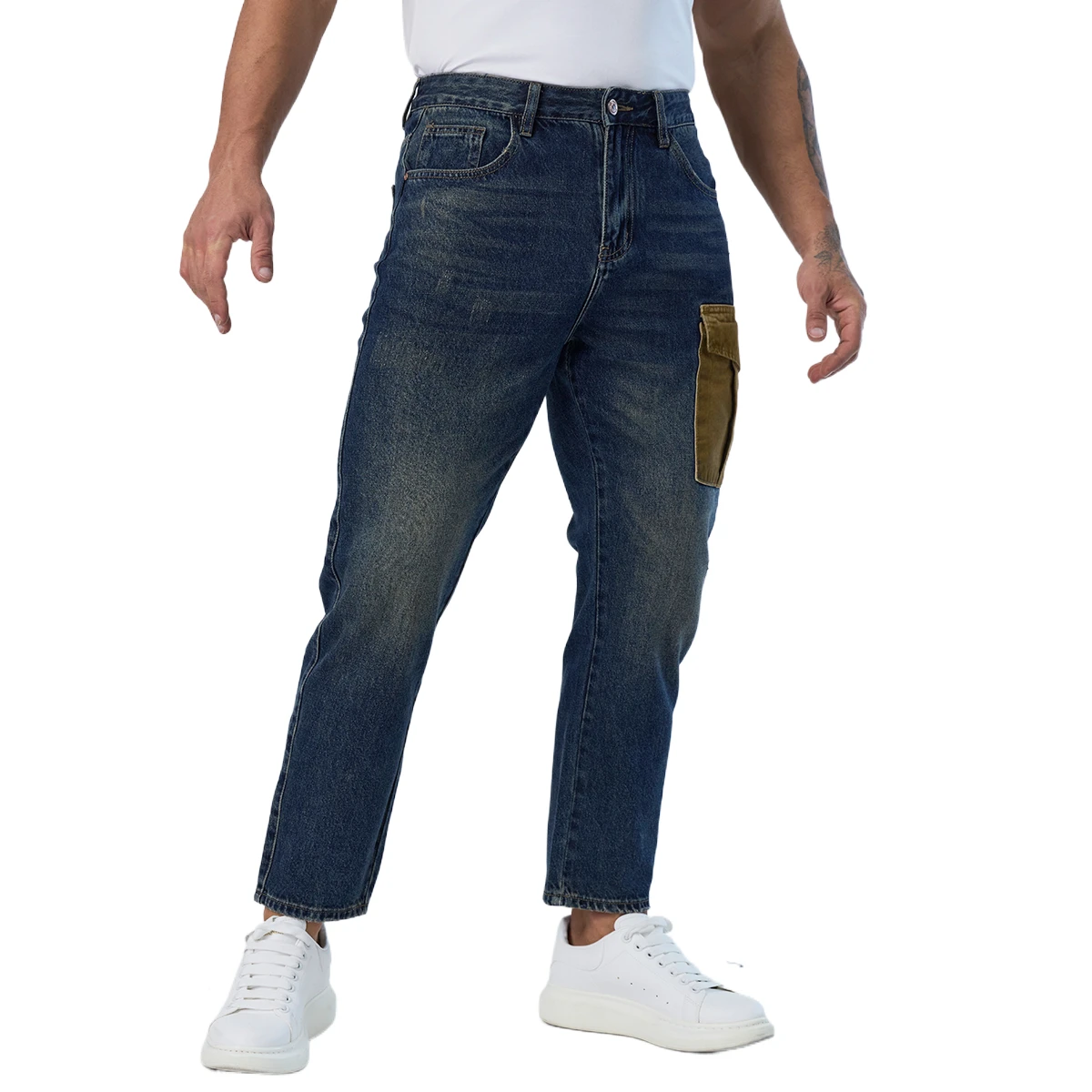 Casual High Quality Men Jeans With Pockets Blue Regular Jeans Pants for Men