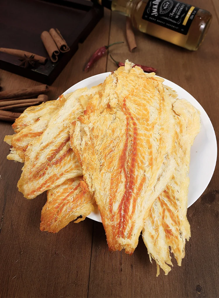Top Selling OEM&ODM Low Fat Roasted Fish Slices Ready to Eat Dried Fish Seafood Snacks Fish Jerky Ideal for Dieting and Fitness