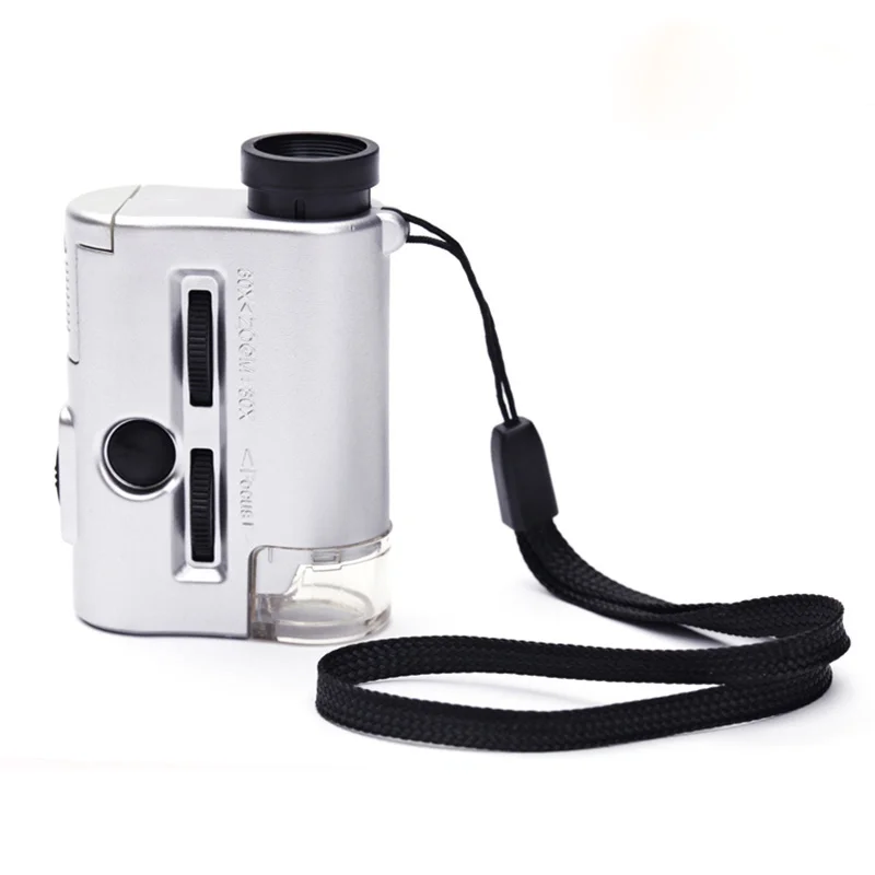 Portable 30X-60X Focusing Zoom Multifunctional Hand-held LED Lighting Optical Microscope For Identification Of Gemstones
