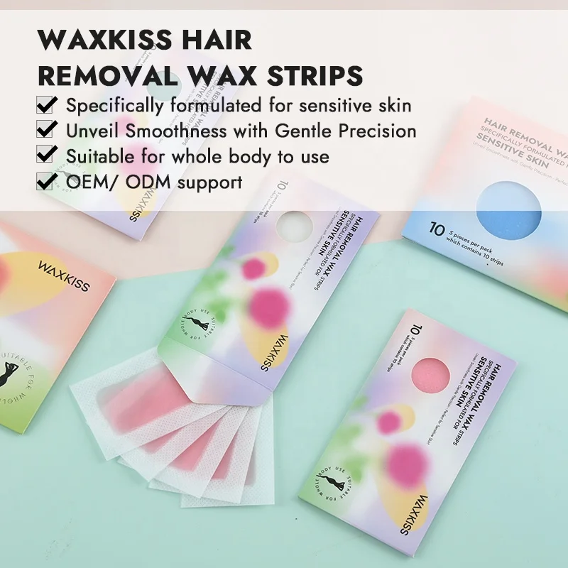Private Label Wholesale Cold Eyebrow Organic Wax Strips Hair Removal Face Body Pre Cut Depilatory Fabric Waxing Strips