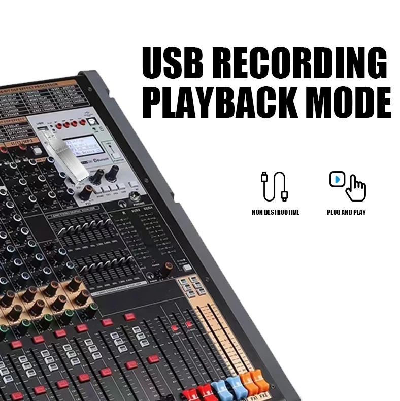 TFB-12  Professional 12 channels main out-put  audio mixer effect sound mixer dj console usb interface controller