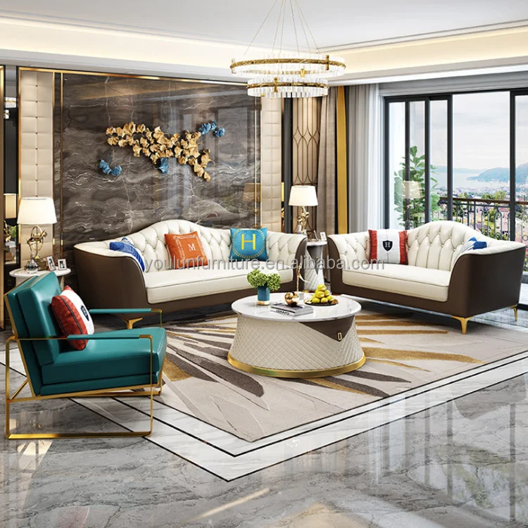 furniture modern designs classic living room leather sofa set