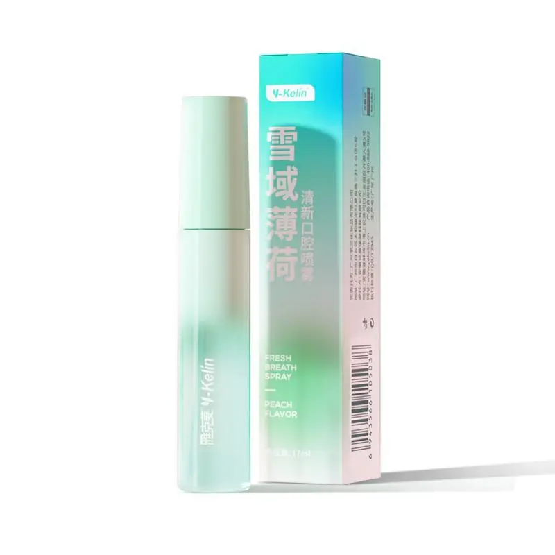 17ml Portable Pocket Oral Breath Fresheners Spray Mouth Spray, Cool Mint and White peach Flavor for Bad Breath and Dry Mo