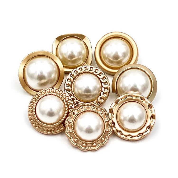 Stone Button Rhinestone Loop 20 mm Mother Gold Custom Buttons For Clothes Pearl