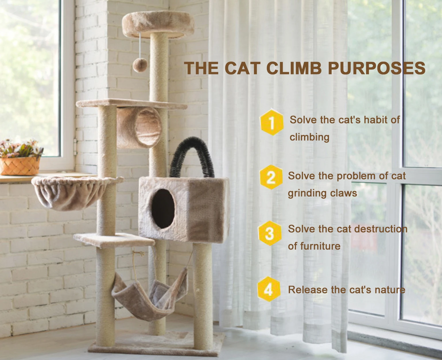 Wholesale Wooden Sisal Castle Modern Large Big Climbing Scratch Pet Scratcher  Condo Furniture Tower Cat Tree