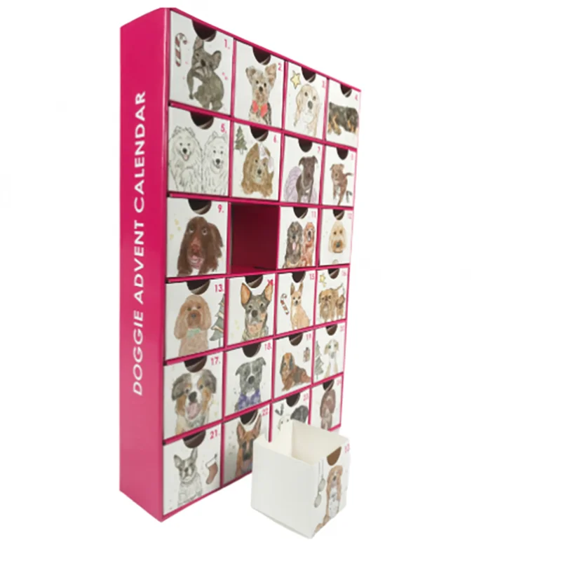 Custom Printed Cardboard Paper Empty Dog Christmas Advent Calendars For Dogs