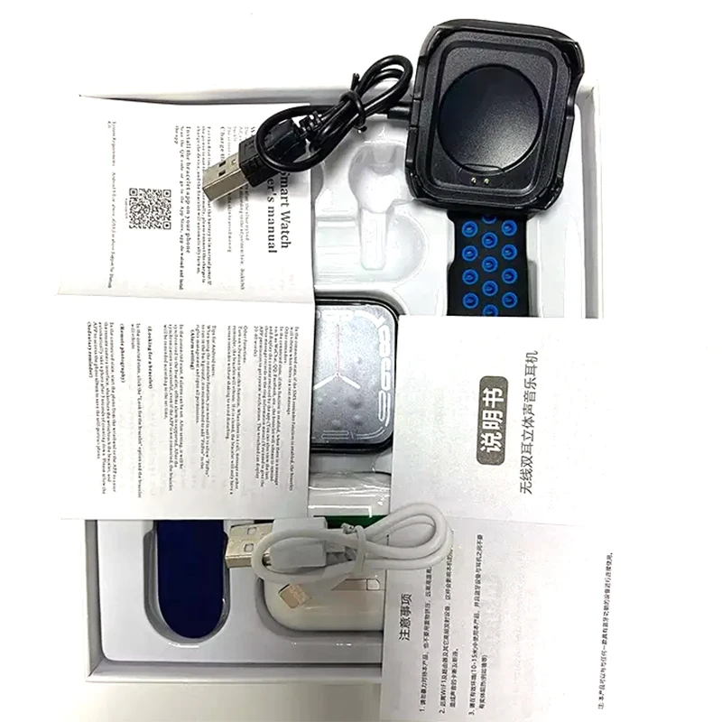 1.71 1.44 inch Double Straps Reloj T55 Pro Max Series 7 Smart Watch 2023 TWS Earphone 2 In1 Heart Rate Monitor for Android Ios