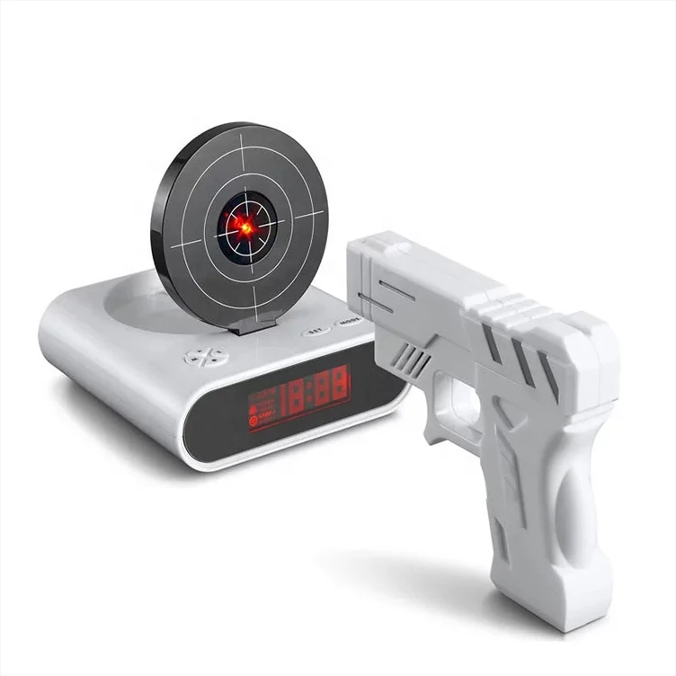1 Set Of Gun Alarm Clock Shooting Alarm Clock Gun Bell Loading Lock Target Office Gadgets 1 Set