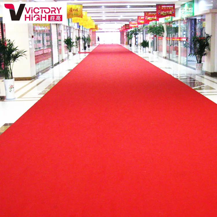 Factory Hallway Exhibition Birthday Event Stage Custom Heavy Plain Thick Red Carpet Anti-slip Backing  Weddings Red Carpet
