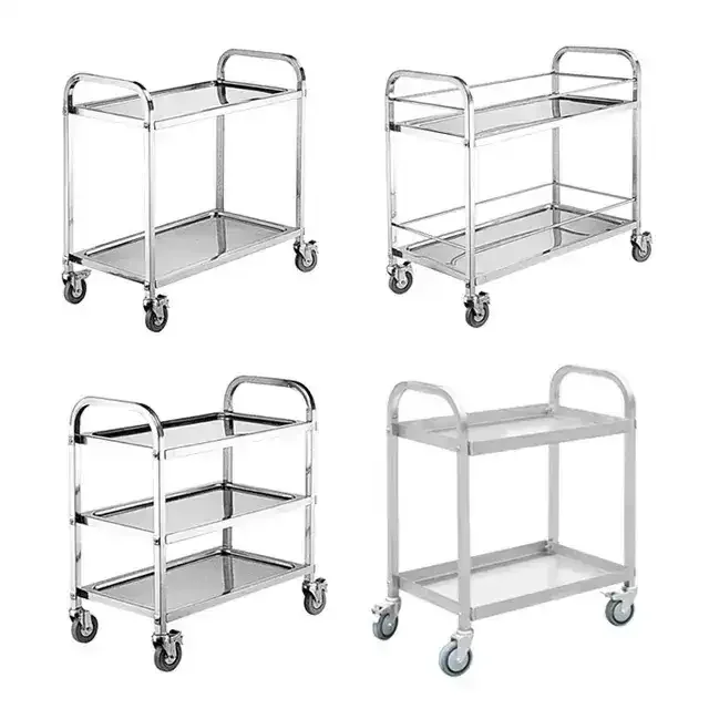 High Quality Mobile Hospital Medical 304 Stainless Steel Nursing Treatment Trolley Cart With 2 Drawers