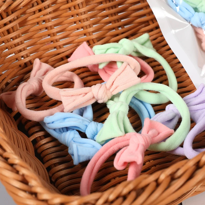 New Korean gradient color fabric bow girl heart double ponytail hair rope solid color children pill hair ring