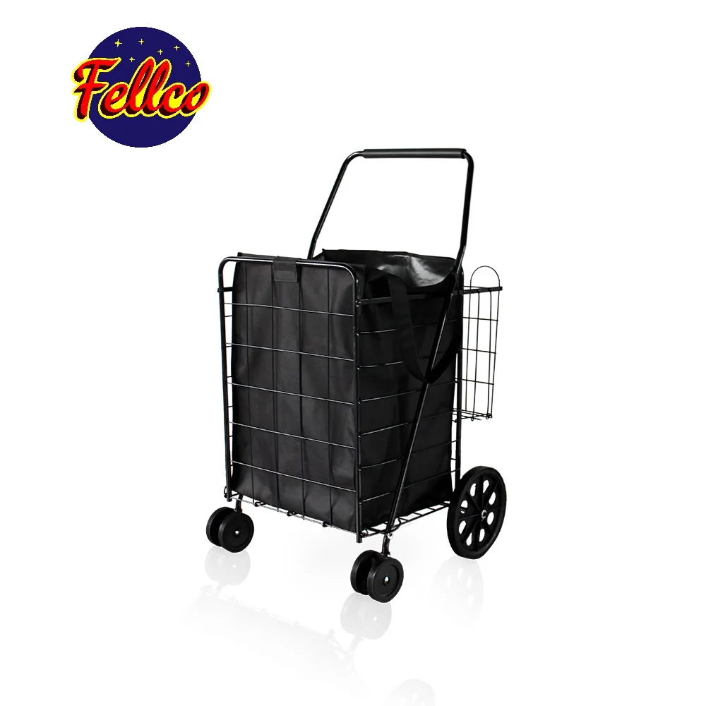 Heavy Duty Steel cart Large steel shopping cart cloth bag car four wheels are more flexible collapsible shopping cart