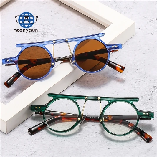 Teenyoun Wholesale Small Round Frame Eyewear Hip-Hop Punk Fashion Personality Sunglasses UV400 Men And Women Custom Logo