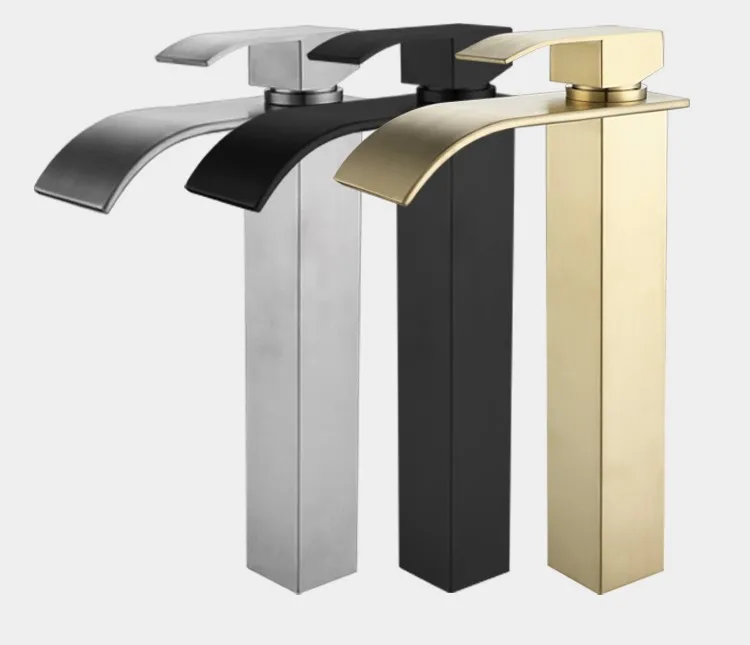 High Quality Stainless Steel Single Handle water Taps Single Hole Waterfall Mixer Sinks Faucets Bathroom Wash Basin Faucet