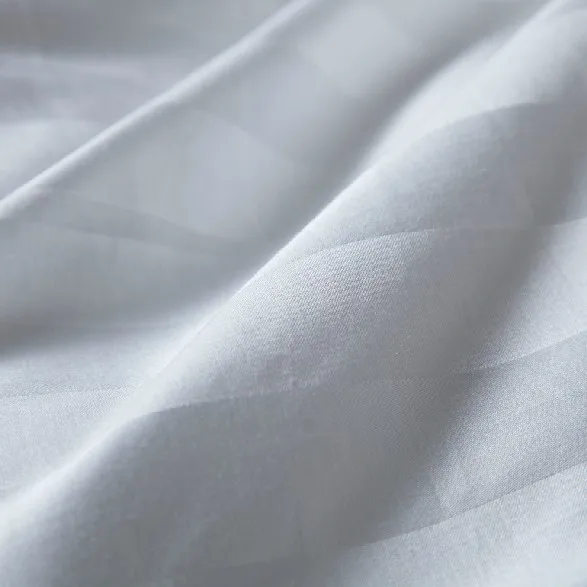 Manufacturer 250tc 100% Cotton 3cm Satin Stripe Linen High Quality Hotel White King American Size Wholesale Queen Bed Sheet Set
