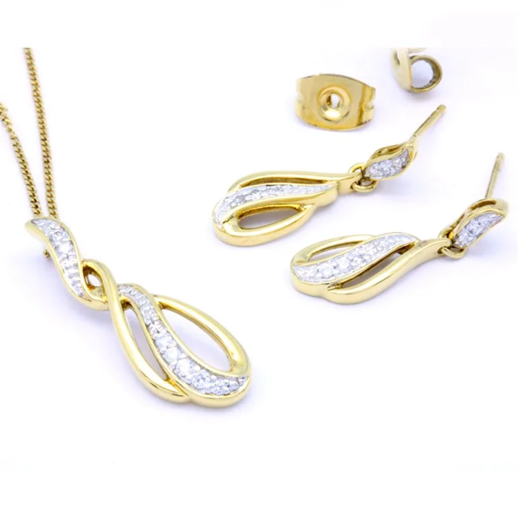 18K 14K 9K Yellow Gold with Rhodium plated Natural Diamond Classic Earrings bijoux femme