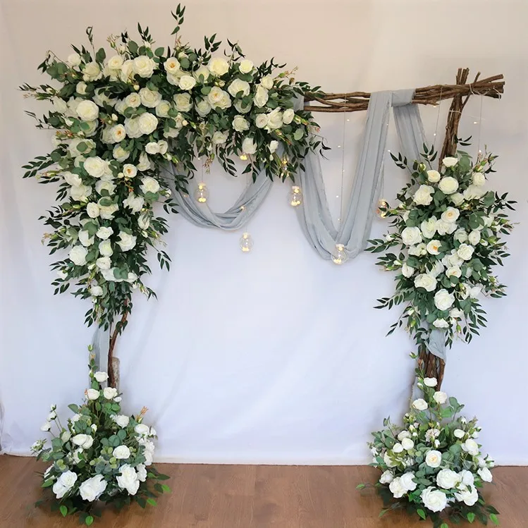 Свадебные искусственные белые розы набор цветов цветы свадебные украшения уличное украшение для фона