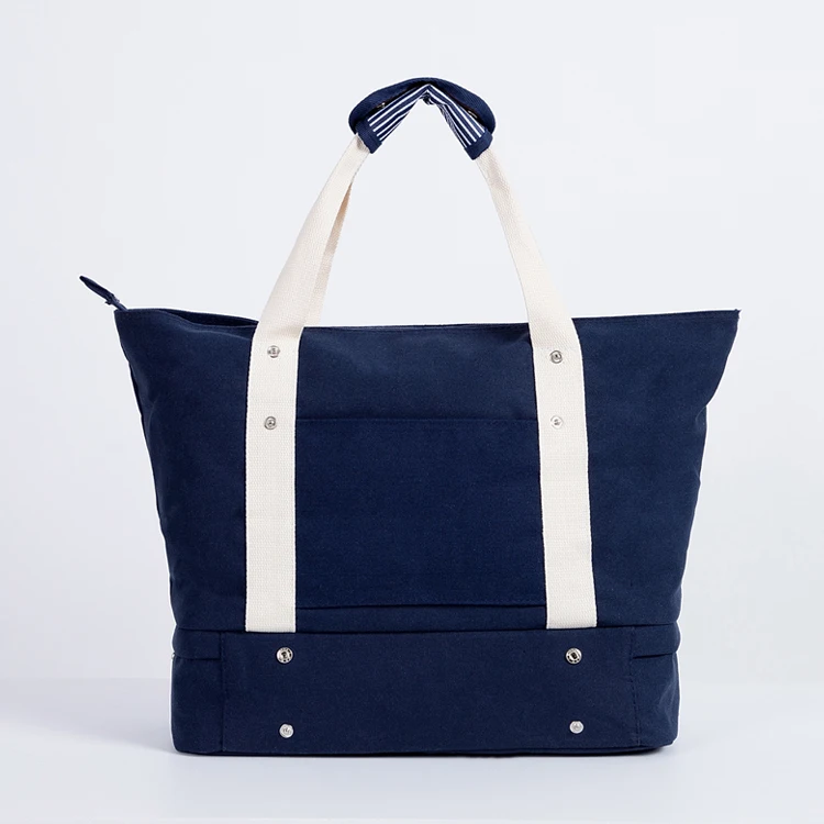 Double Layer Canvas Duffel Bags With Shoes Compartment Canvas Tote Sling Bag