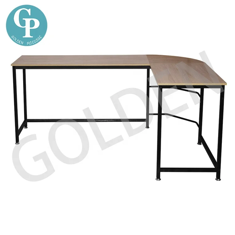 Computer Desk L Shaped Corner Desk Home Office Wood & Metal Laptop PC Table Writing Study Table