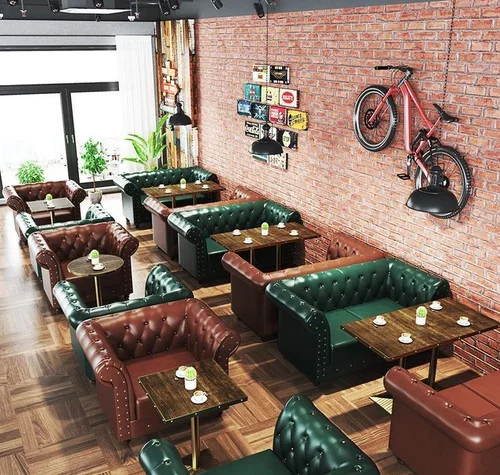 American style leather washable restaurant sofa bar vip sofa set