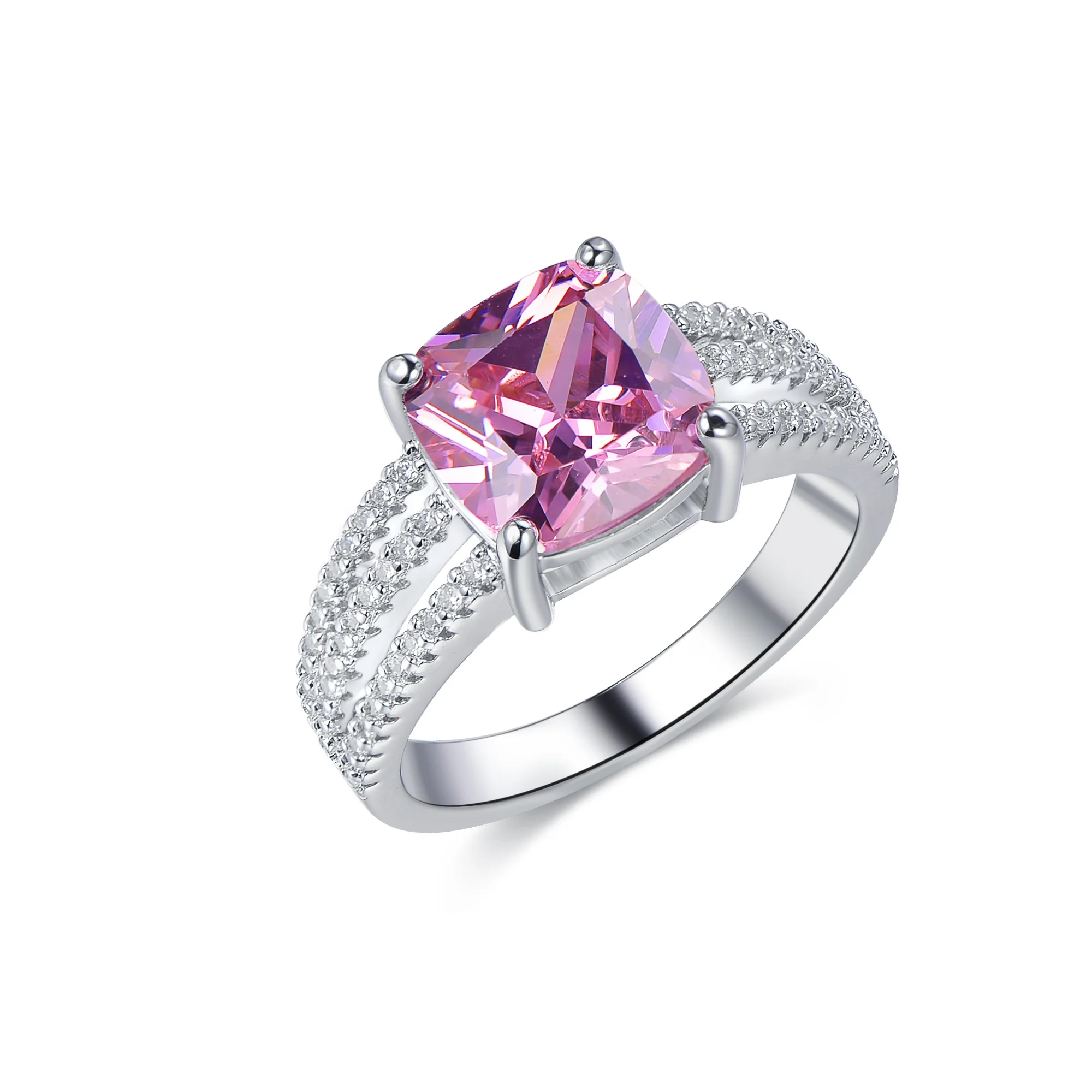 Anillos de boda; Алмазы S925 пробы Серебряное кольцо с бриллиантом серебряные обручальные кольца розовый циркон