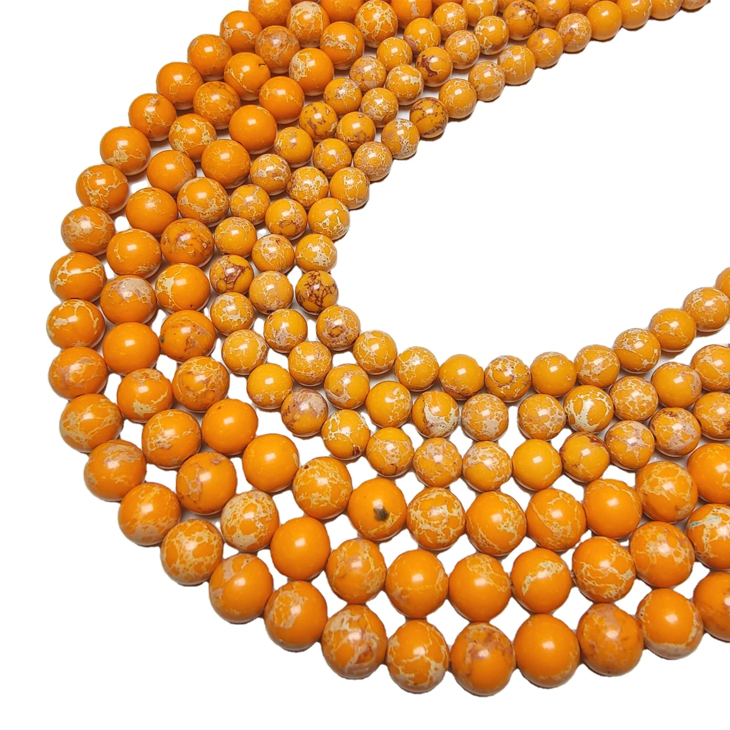 Zhenzhen Sea Sediment Orange Jasper Round Gemstone Imperial Jasper Loose Beads for Jewelry Making  (Orange, 8MM)